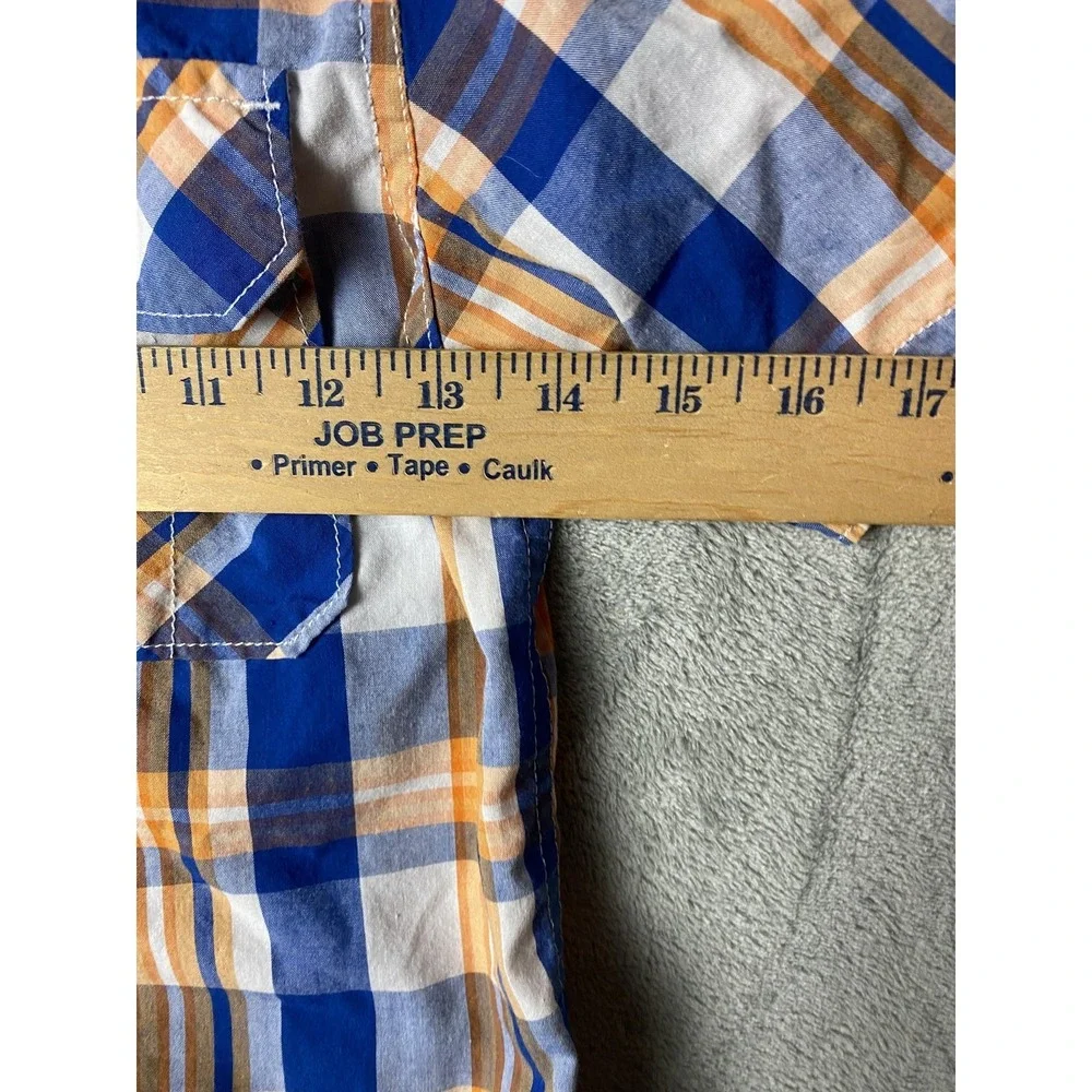 Urban Pipeline Boys Small Plaid Short Sleeve Shirt Blue Orange